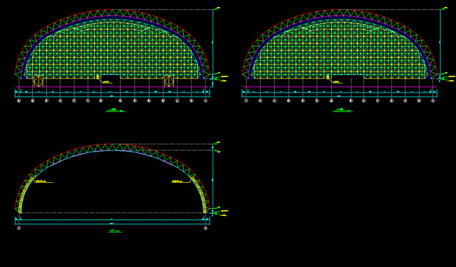丹江口跨度110米，拱高35_7米煤棚网架